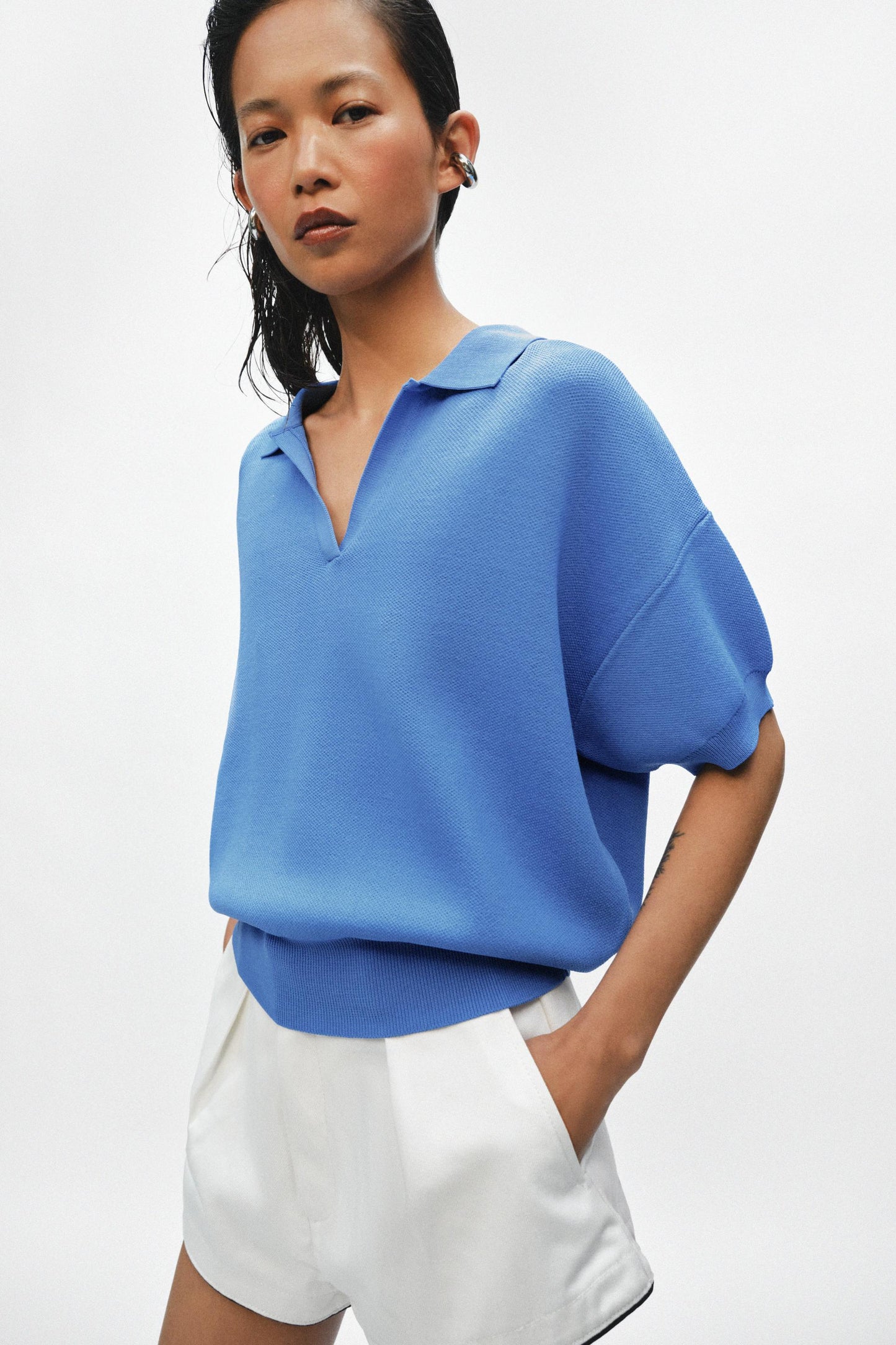 Polo en maille à manches courtes