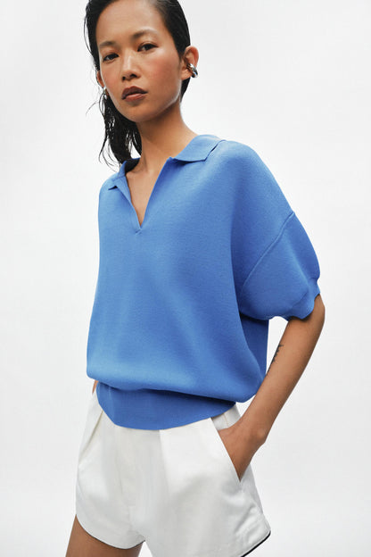 Polo en maille à manches courtes