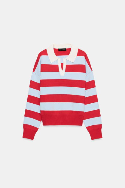 Polo en maille rayée