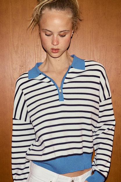 Polo en maille rayée