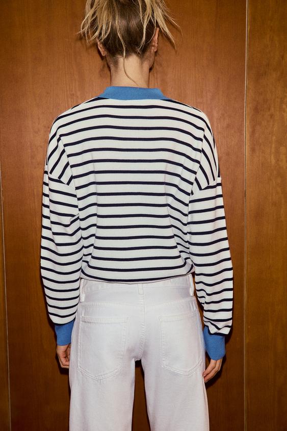 Polo en maille rayée