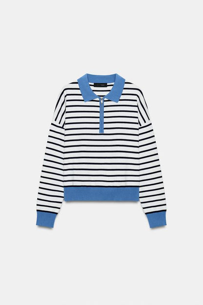 Polo en maille rayée