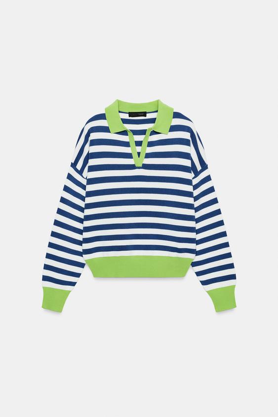 Polo en maille rayée