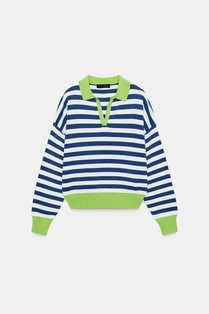 Polo en maille rayée