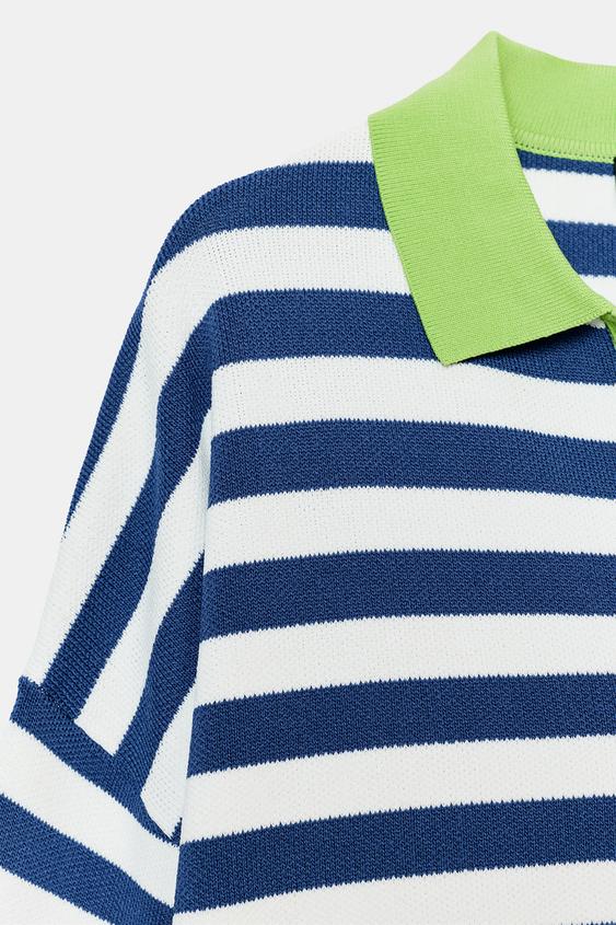 Polo en maille rayée