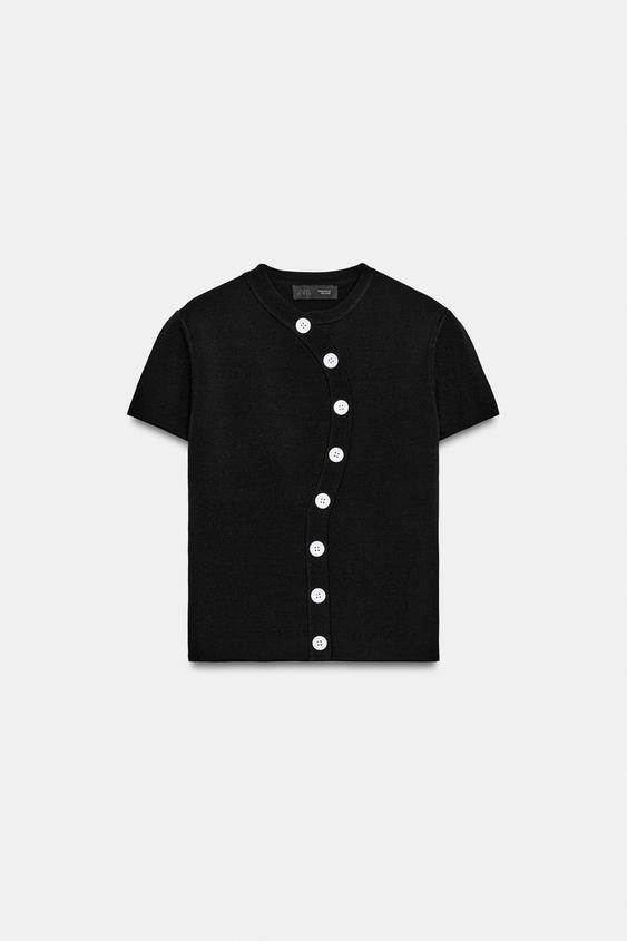 Top en maille à fermeture asymétrique