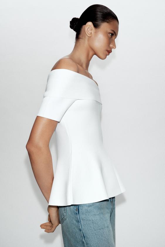 Top en maille à encolure bateau