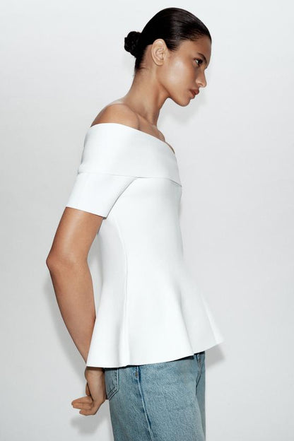 Top en maille à encolure bateau