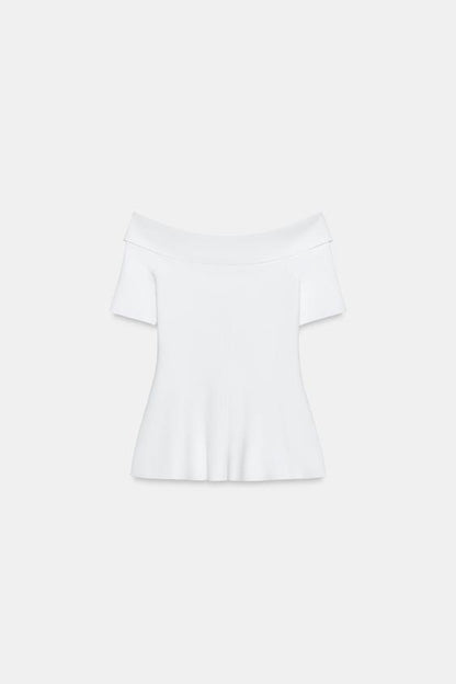 Top en maille à encolure bateau