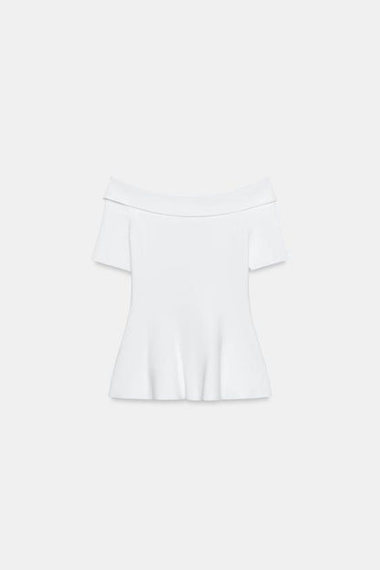 Top en maille à encolure bateau