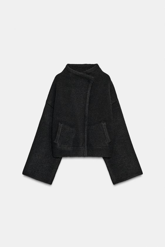 Veste bomber croisée en maille