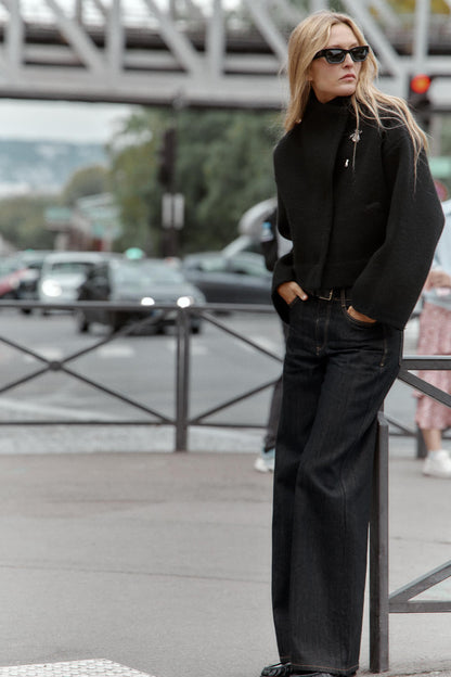 Veste bomber croisée en maille