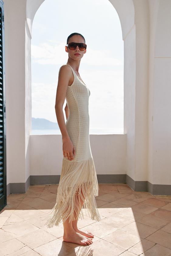Robe à franges texturée