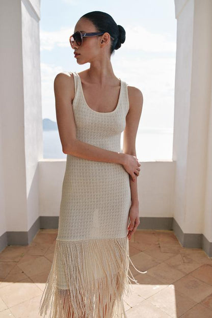 Robe à franges texturée