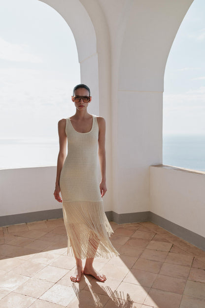 Robe à franges texturée
