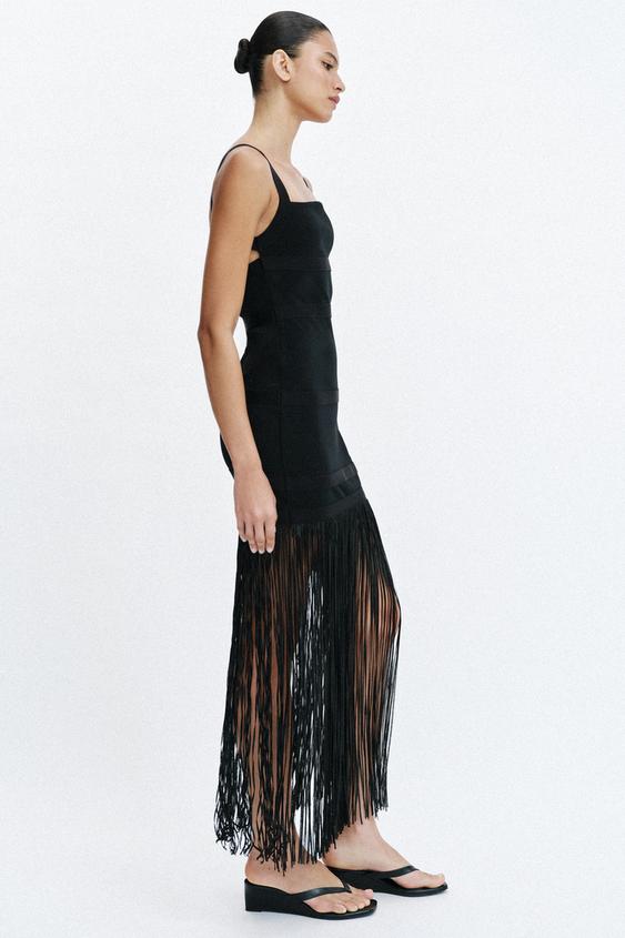 Robe longue à franges