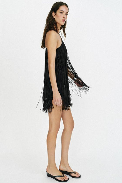 Robe courte à franges