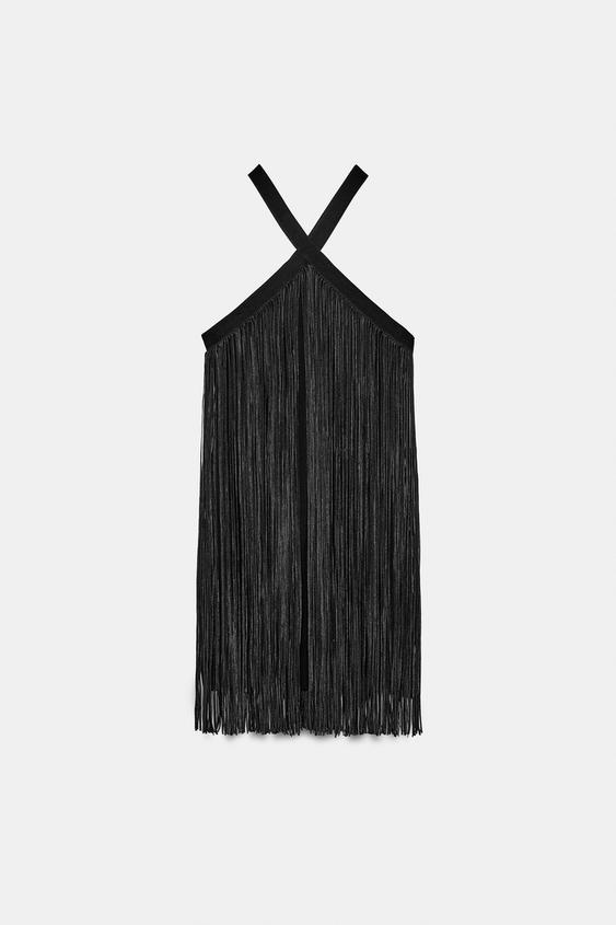 Robe courte à franges