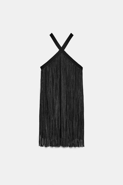 Robe courte à franges