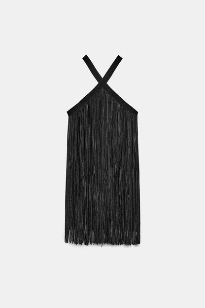 Robe courte à franges