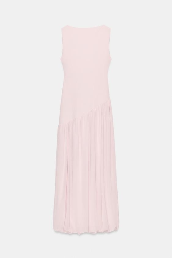 Robe longue contrastée en tulle
