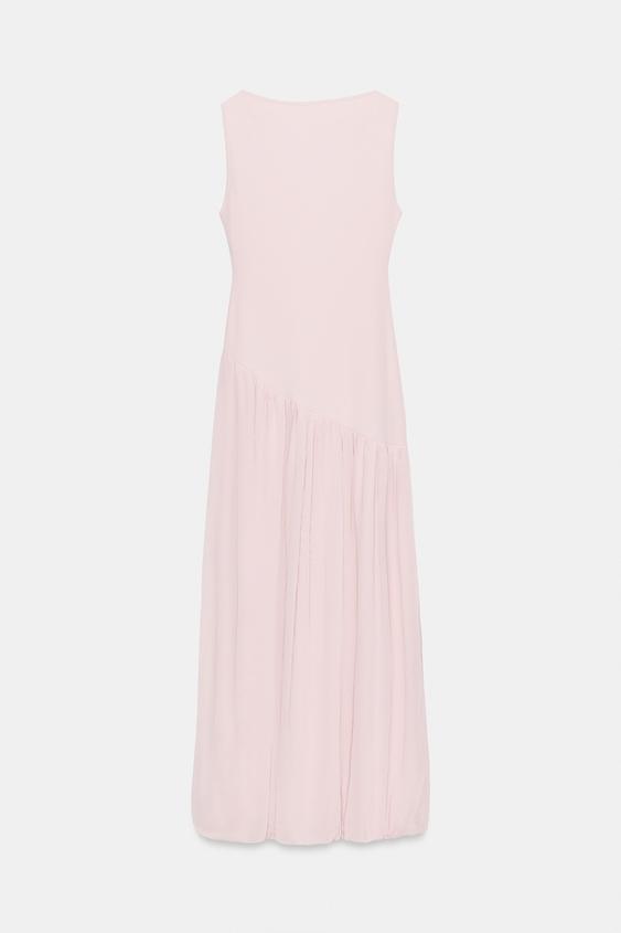 Robe longue contrastée en tulle