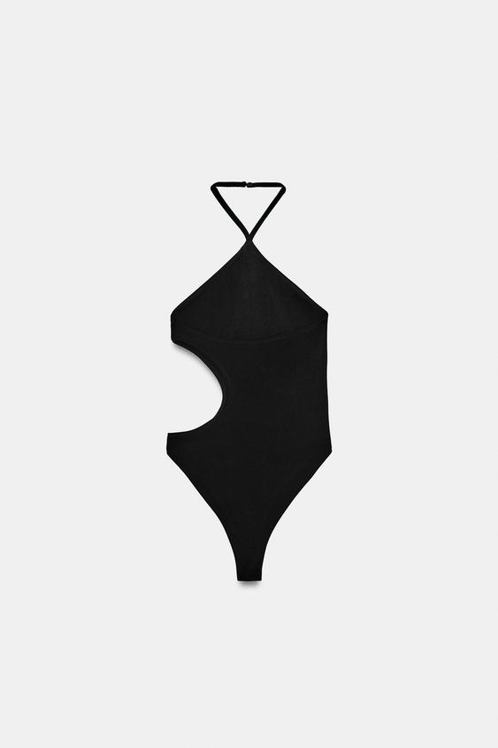 Body dos-nu à découpes en maille extensible