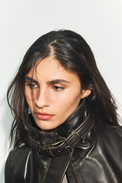 Blouson 100 % cuir délavé