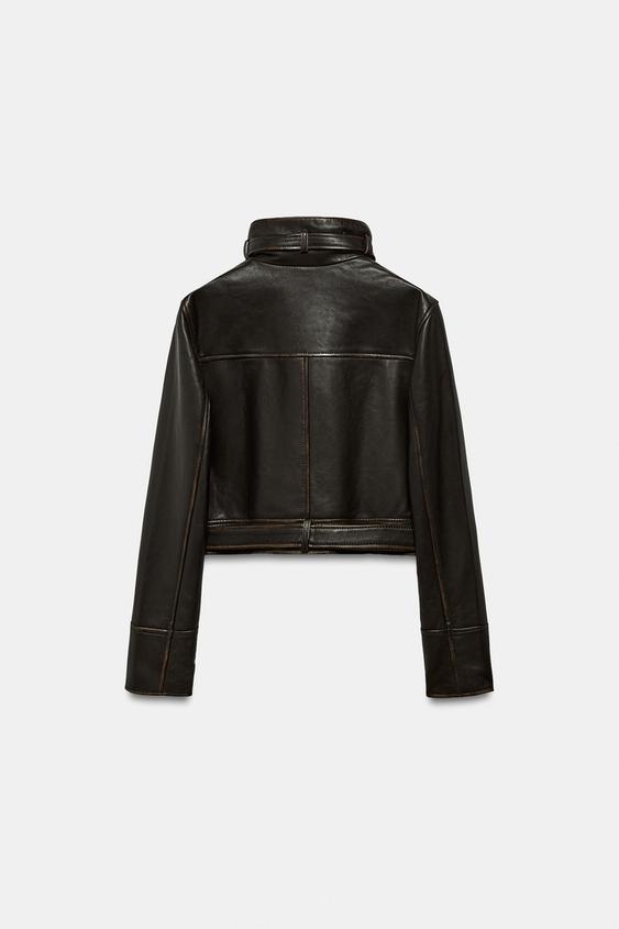 Blouson 100 % cuir délavé