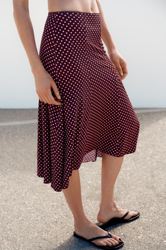 Jupe midi à pois