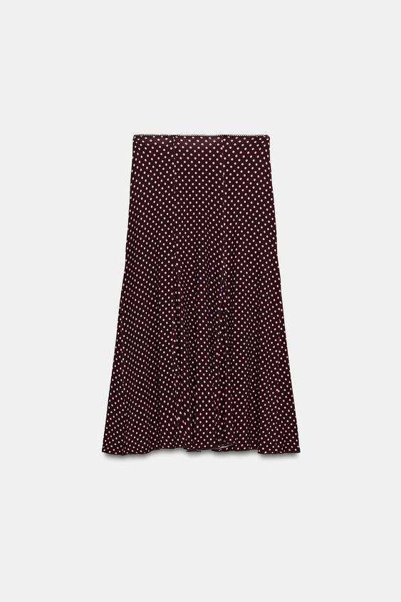 Jupe midi à pois