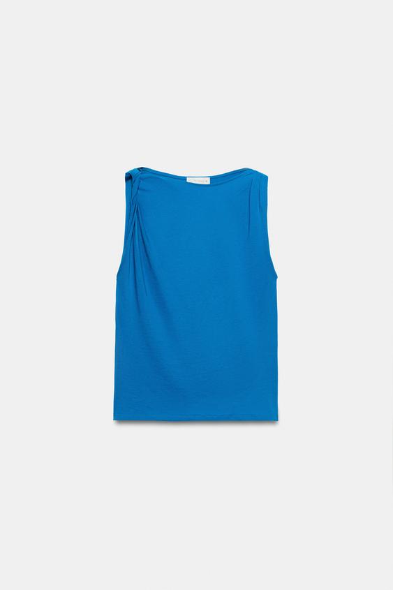 T-shirt drapé sans manches
