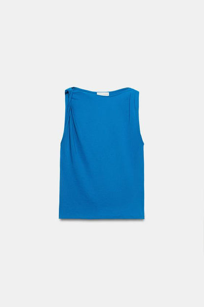 T-shirt drapé sans manches