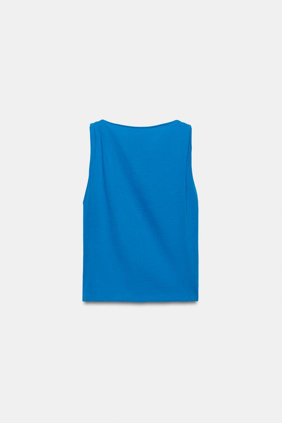 T-shirt drapé sans manches