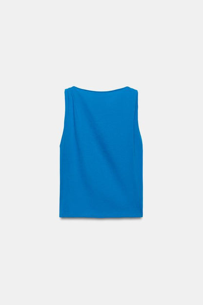 T-shirt drapé sans manches