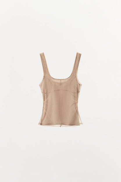 Top en tulle à coutures apparentes