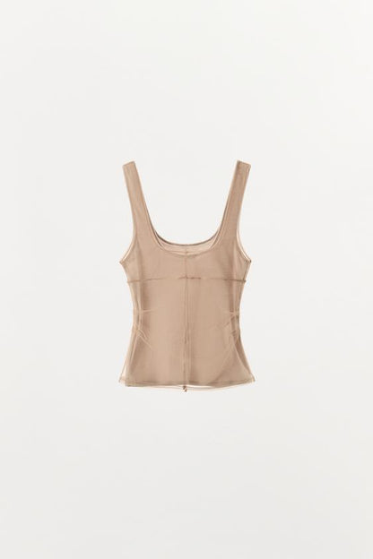 Top en tulle à coutures apparentes