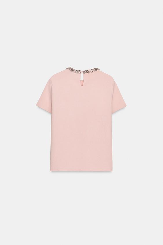 Top en maille à perles bijou