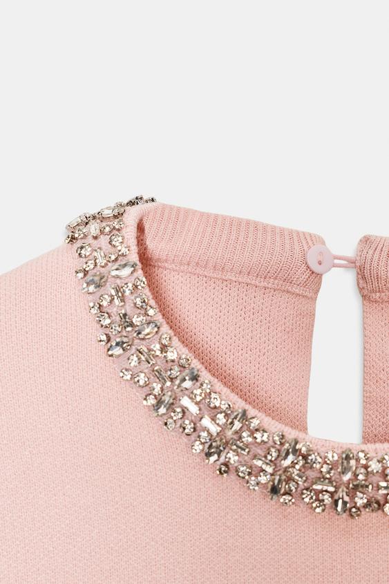 Top en maille à perles bijou