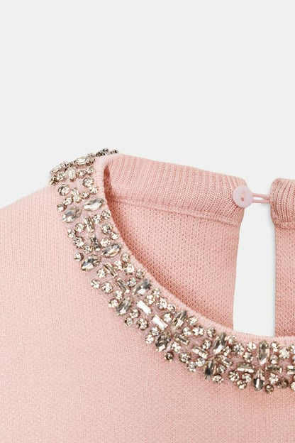 Top en maille à perles bijou