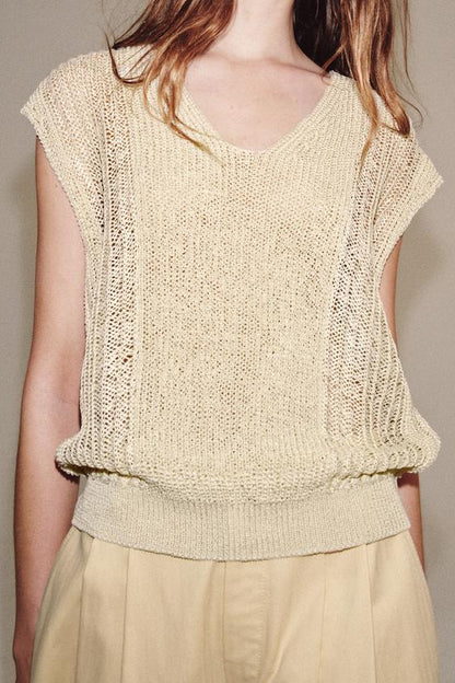 Top façon gilet en maille à décolleté en V