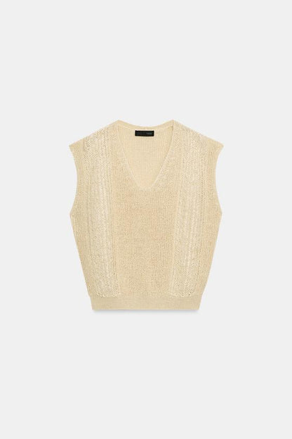 Top façon gilet en maille à décolleté en V