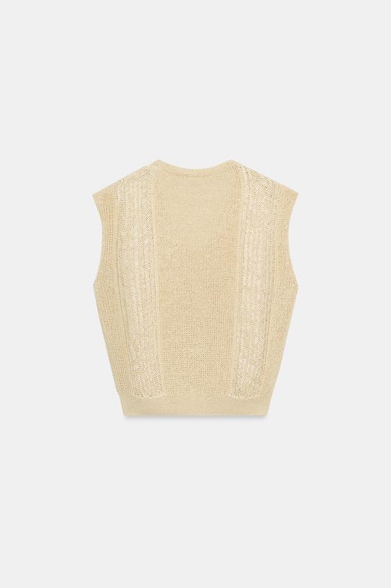 Top façon gilet en maille à décolleté en V