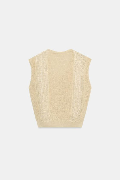 Top façon gilet en maille à décolleté en V