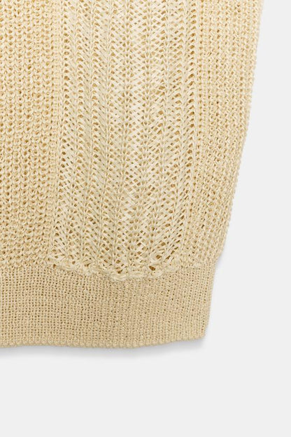 Top façon gilet en maille à décolleté en V