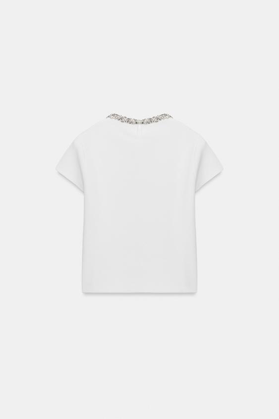 Top en maille à perles bijou