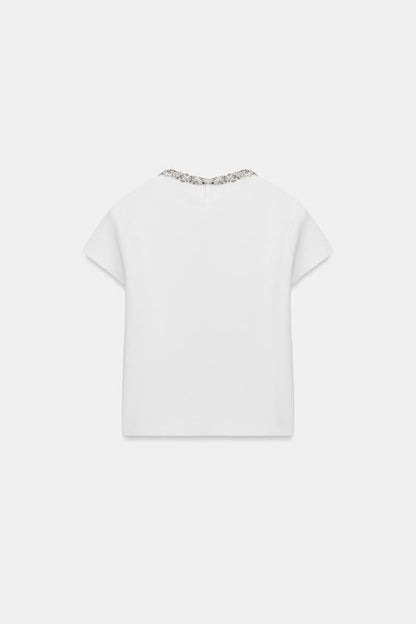 Top en maille à perles bijou