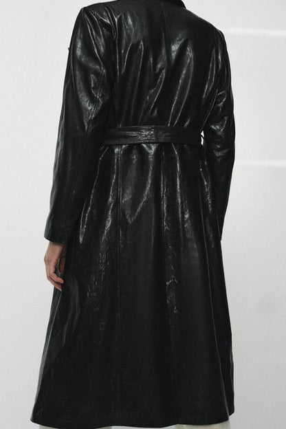 Trench 100 % cuir à épaulettes – ZW Collection Édition limitée
