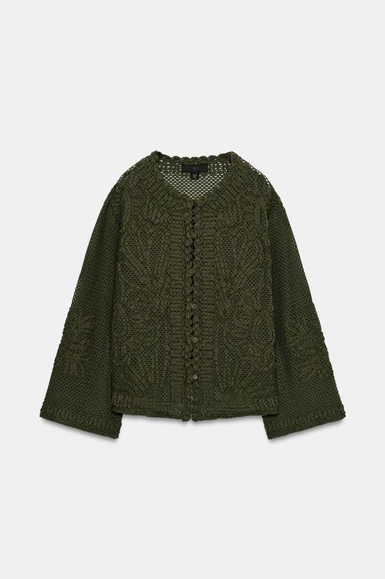 Veste contrastée au crochet