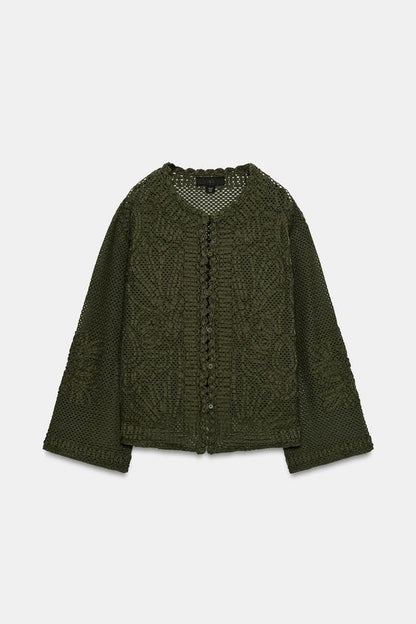 Veste contrastée au crochet